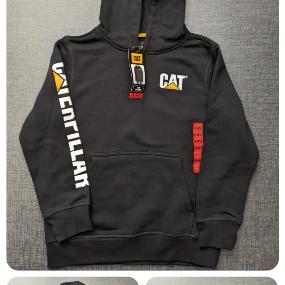 CATERPILLAR.‎ NWT. CAT Construction Youth Hooded Black Sweatshirt. M-10/12